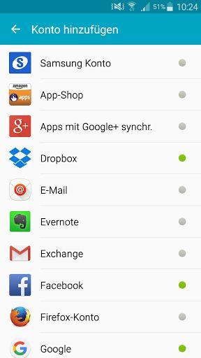 Abb. 5: E-Mailkonfiguration Android - Auswahl