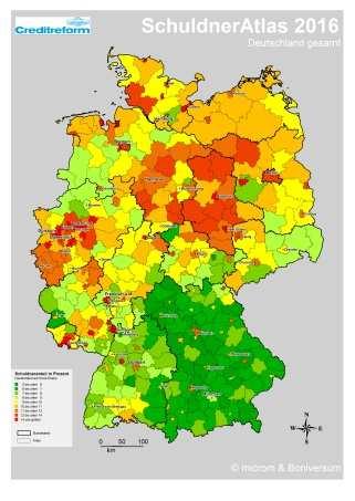 A Überschuldung in Deutschland: Die Basis-Trends 2017 Gewinner 2016 / 2017: Stuttgart, Kassel und Schwerin Die Städte Stuttgart (10,50 Prozent; - 0,62 Punkte), Kassel (15,85 Prozent; - 0,52 Punkte)