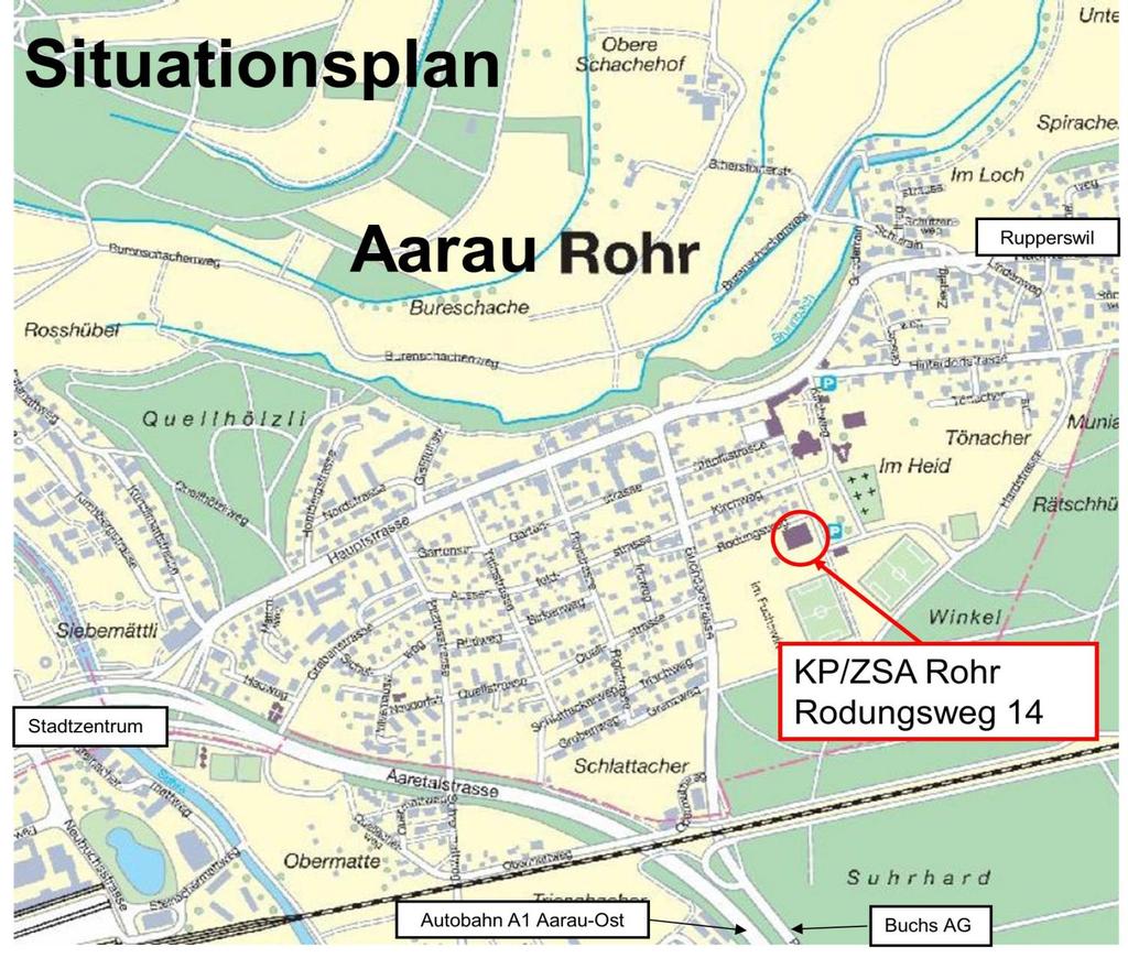 Situationsplan Aarau Rohr Standorte ZSO Aare Region KP /