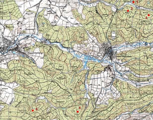 Vorkommen im Laubacher Wald im Wald von Solms-Laubach (FFH Gebiet 5420-304) Von den Dicranum viride-vorkommen im Laubacher Wald gehören folgende zu Graf zu Solms-Laubach'sche Verwaltung u.