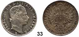Österreich - Ungarn 7 Habsburg - Lothringen Franz Josef I. 1848 1916 33 Gulden 1858 E, Karlsburg. Herinek 541.