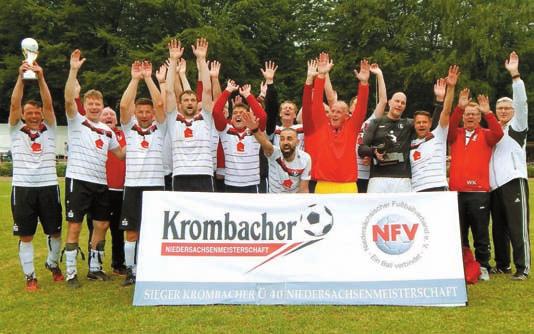Krombacher Ü 40-Meisterschaft SV Eintracht TV Nordhorn löst Rekordsieger Hannover 96 ab Das Finale gegen Fortuna Sachsenross wird im Neunmeterschießen entschieden Neuer Niedersachsenmeister der Ü