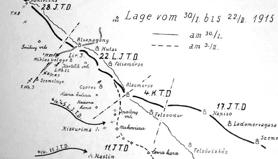 Po bojoch na začiatku februára 1915 sa ruská ofenzíva vyčerpala a došlo k stabilizácii frontu na línii Svidník - horný tok Ondavy sedlo Dujava severne od Zborova.