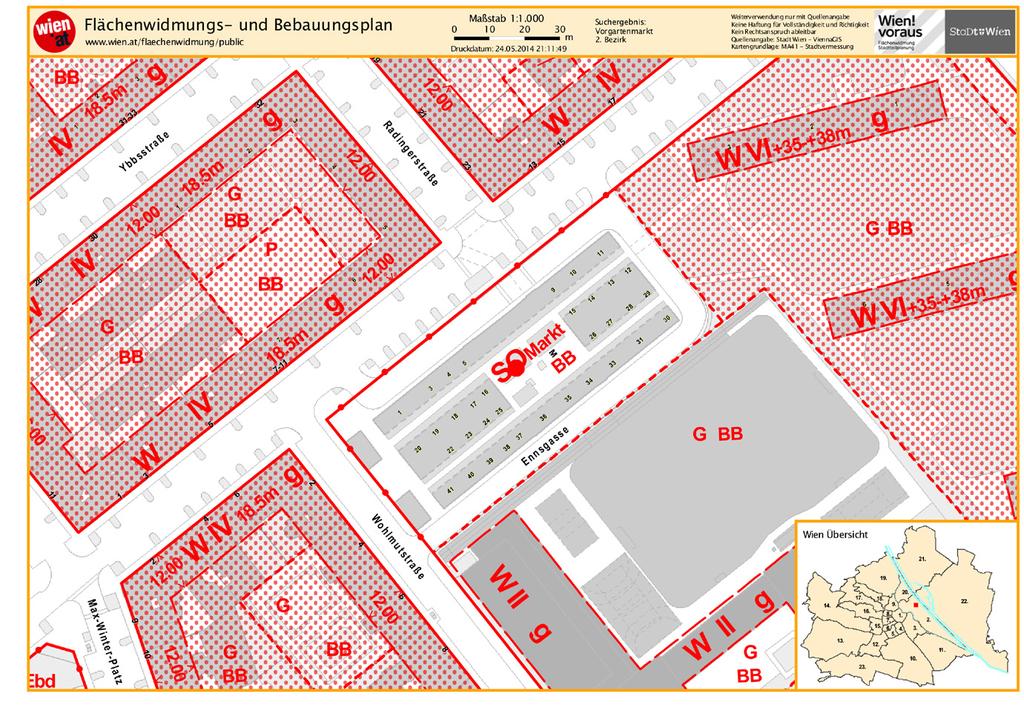 5 Baurechtlich sind folgende Vorgaben bei einer Renovierung zu beachten: Auszug: MA 21 A Stadtteilplanung und Flächennutzung Innen-West, Plandokument 6538 3. Gemäß 5 Abs.