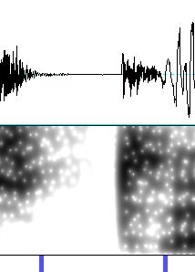 Akustische Eigenschaften Plosiv Verschluss (stimmlos): Oszillogramm wenig bis kein Signal Sonagramm keine tieffrequente Energie wenig bis keine hochfrequente