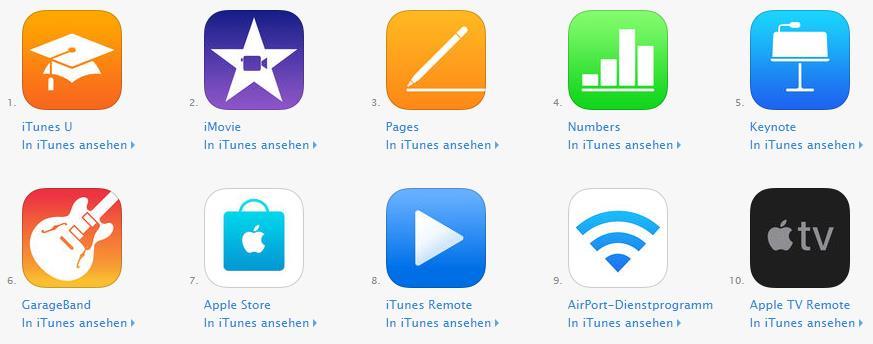 Sowie diverse Apple-Apps