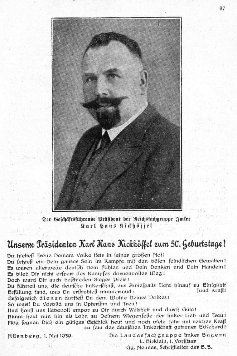 Abbildung 32: Karl Hans Kickhöffel (1889 1947). Quelle: Die Landesfachgruppe Imker Bayern (L.