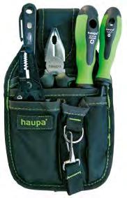 Nylontaschen HAUPA ToolPouch 7 Taschen zur Organisation Ihrer Werkzeuge, Hammerschlaufe und Bandhalter zur leichten Gürtelmontage, Material: extra starkes 600D-Polyester, Farbe: grün, schwarz.