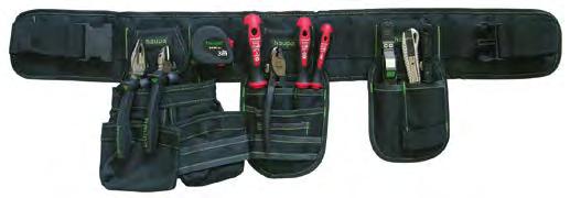 Werkzeuggürtel Werkzeuggürtel Basic 10 Taschen zur Organisation Ihrer Werkzeuge, Hammerschlaufe und Bandhalter zur leichten Gürtelmontage, Material: extra starkes 600D-Polyester, Farbe: grün, schwarz.