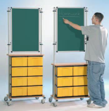 Super flexible Aufbewahrungstafeln EasyWall 190 BoxBoard 24 Maße, B/H/T: 103 x 190 x 45 cm Anzahl Schübe: 24 x InBox M Stahltafel grün, Schübe in gelb