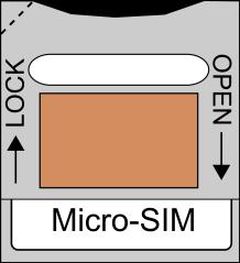 Bei der Installation zuerst die Micro-SIM-Karte richtig einsetzen und durch das Schieben des Halters im Kartenleser fest fixieren: 1) Bei geschlossener Halterung müssen Sie den Halter zuerst nach