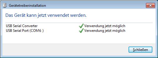 Hinweis: Bei älteren Windows-Versionen (Windows XP / Server 2003) muss eventuell ein Windows-Treiber manuell installiert werden: Bezeichnung: VCP