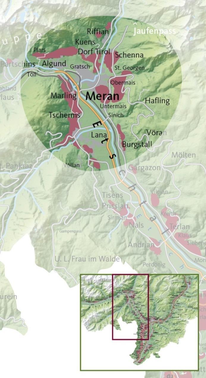 MERAN Noble Kur- und Weinlandschaft WEINBAUFLÄCHE: 300 ha (6 % der Gesamt