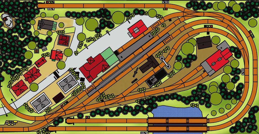 Grafik aus Märklin Magazin 04/2010: Spielspaß auf 3 Ebenen, Folge 1 Endzustand Anlagenplan in der