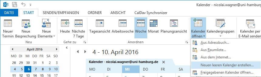 Windows mit Outlook Kalender Dieser Leitfaden zum Synchronisieren von Caldav Kalendern wurde von der Universität Hamburg übernommen und entsprechend angepasst.