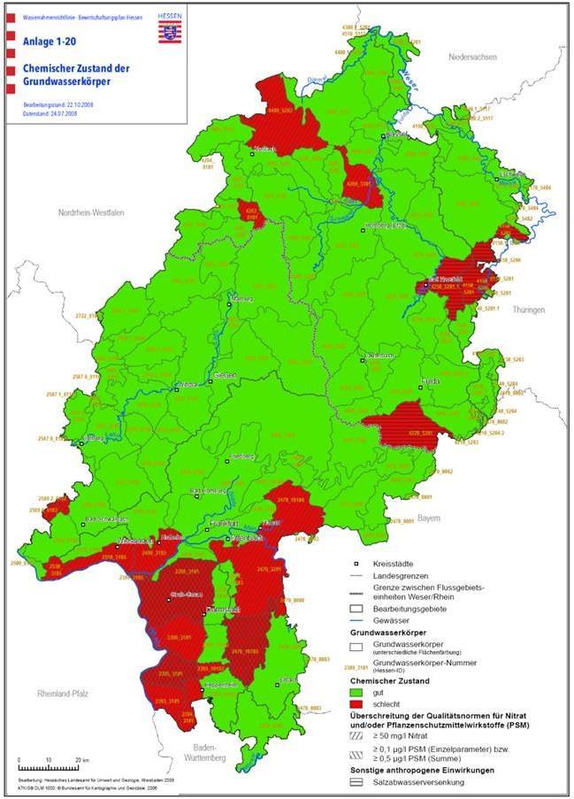 Nitrat-Gehalte in Hessen