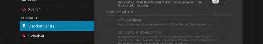 Standortdienste Hier können Sie die Standortdienste aktivieren.