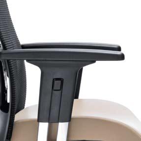 - height adjustable armrest (range 60 mm), sliding pad (range +/- 37