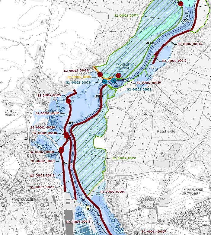 Spremberg - OT Cantdorf Regionale Maßnahmenplanung Maßnahmen: linksseitig Neuerrichtung eines Deiches Rechtsseitig