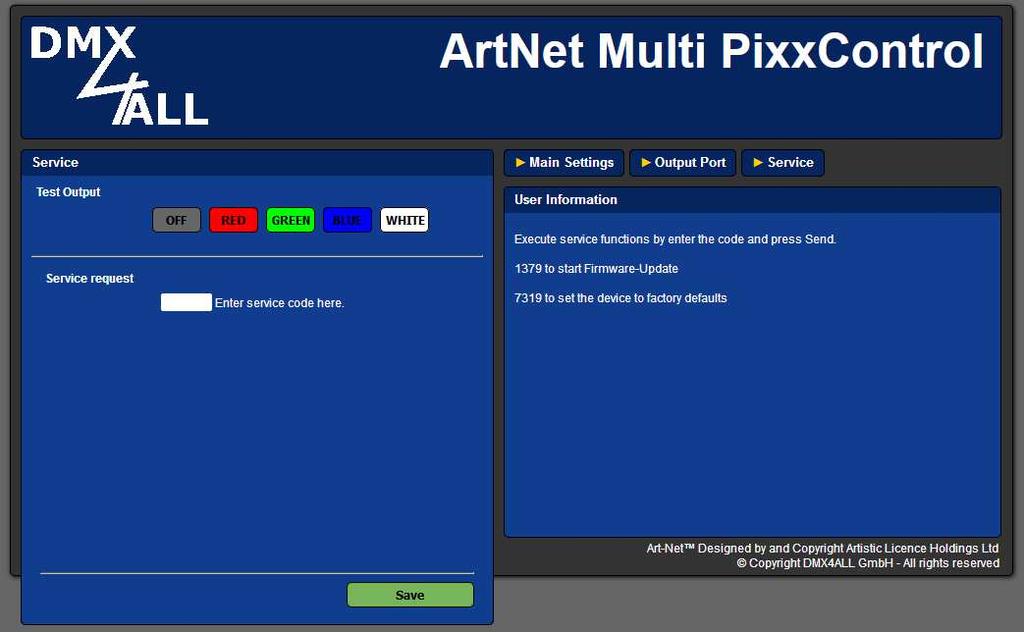 Angeschlossene EDs überprüfen ArtNet Multi PixxControl 17 Das ArtNet Multi PixxControl bietet eine Testausgabe, um die angeschlossenen EDs einfach zu überprüfen.