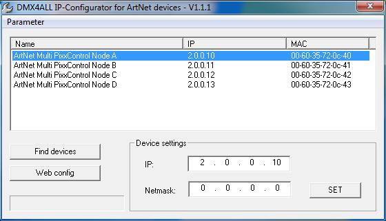 ArtNet Multi PixxControl 6 Konfiguration Die Konfiguration des ArtNet Multi PixxControl erfolgt über ein Web-Interface welches über einen beliebigen Webbrowser aufgerufen wird.