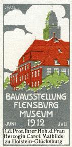 Astrid Hansen 165. Flensburg 1912, Bauausstellung, Siegelmarke gestaltet von Johann Holtz 166.