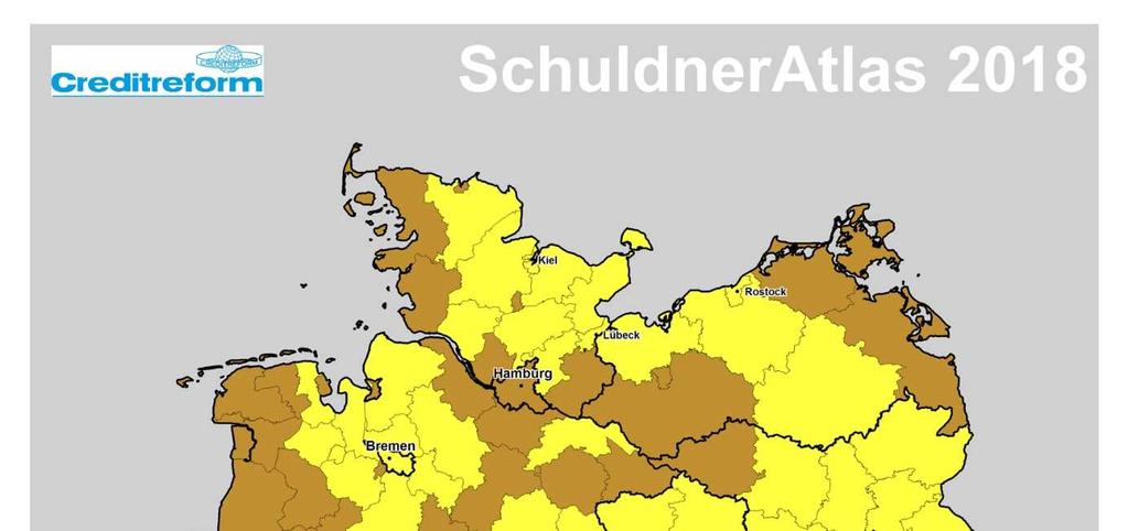Karte 2: SchuldnerAtlas Deutschland 2017: