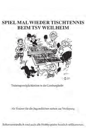 Tischtennis Trainingsmöglichkeiten im Überblick: Mächen und Jungen U12: Montag (Lindach), 17 bis 18.