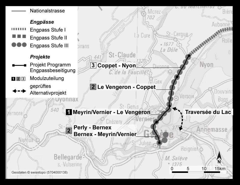 A2-1 Raum Genf Anhang 2 Erwartete Belastung der Nationalstrasse Im Raum Genf besteht ein hoher Handlungsbedarf in Bezug auf den Ausbau des gesamten Verkehrssystems.