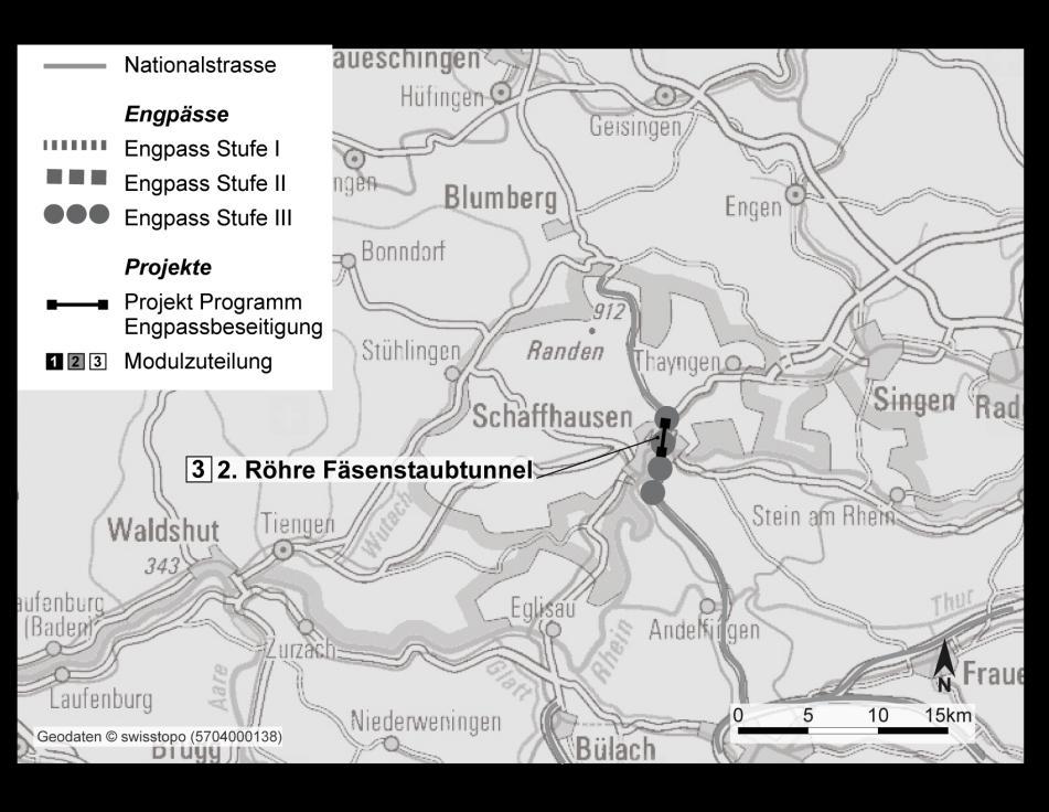 A2-9 Raum Schaffhausen Erwartete Belastung der Nationalstrasse Im Vergleich zur ersten Programmbotschaft ist im Raum Schaffhausen von einer Engpassverschärfung auszugehen.