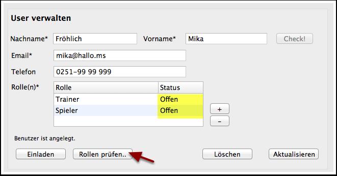 In unserem Beispiel wird zu diesem Filter Mika Fröhlich gefunden. Klicke auf die Person in der Listbox, so dass du dessen Daten bearbeiten kannst.
