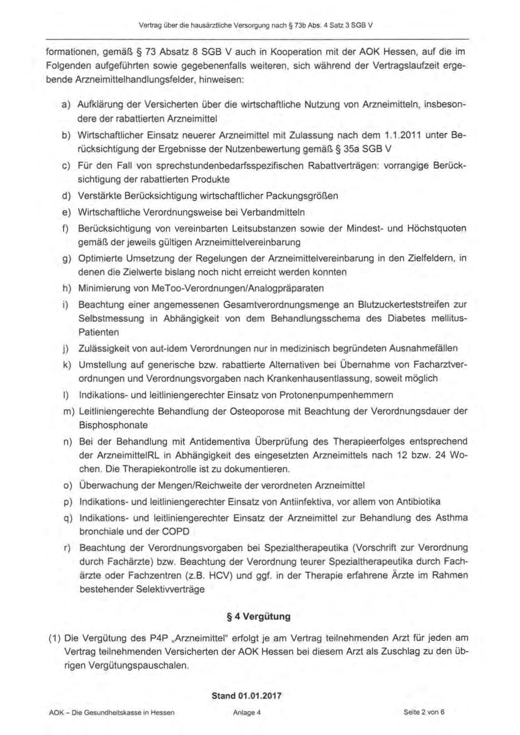 Vertrag über die hausärztliche Versorgung nach 73b Abs.