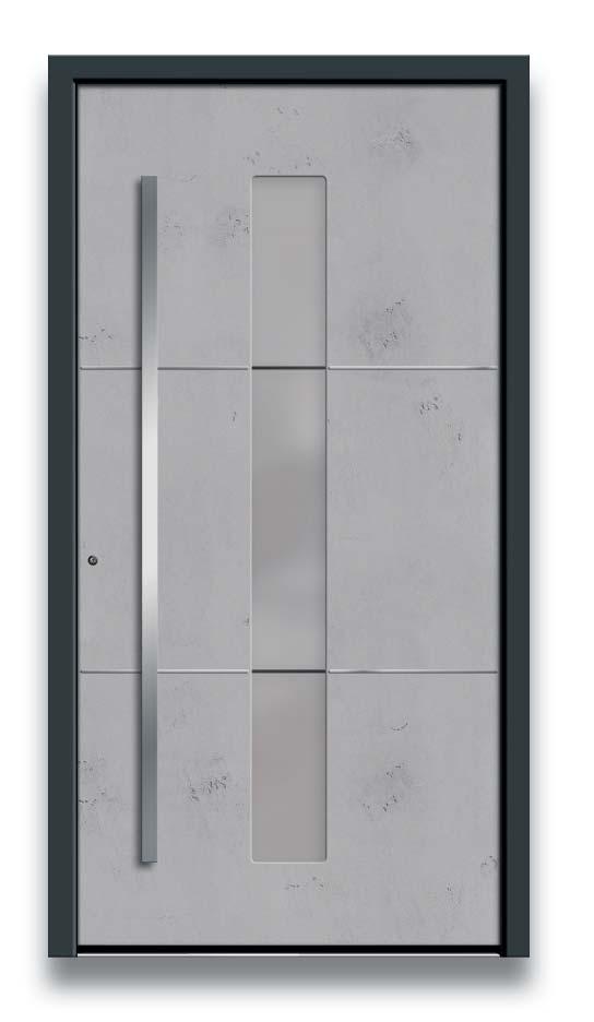 mattiertes Glas mit klaren Streifen Sonderausstattung: Aufsatzfüllung Griff: 1044-13 Edelstahl, integriert [Abbildung rechts] Modell 6864-83