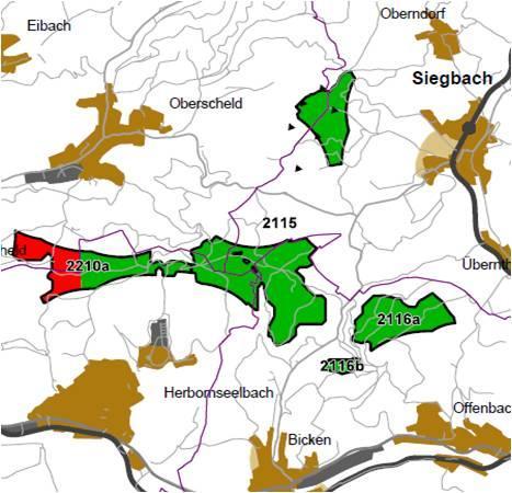 Nummer: 2210 Bestand: Planung: Grösse (ha): 84 Landkreis(e): LahnDillKreis Kommune(n): Herborn, Dillenburg Gemarkung(en): Herbornseelbach, Niederscheld, Oberscheld Waldanteil (%): 92 Laubwaldanteil: