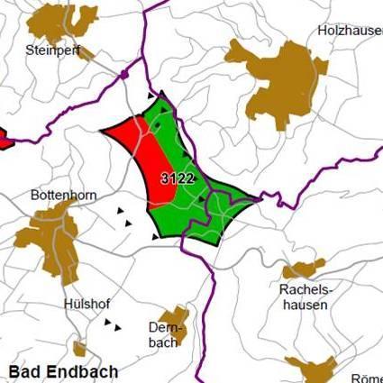 Nummer: 3122 Bestand: Planung: Grösse (ha): 188 Landkreis(e): Landkreis MarburgBiedenkopf Kommune(n): Bad Endbach, Dautphetal, Gladenbach Gemarkung(en): Bottenhorn, Holzhausen, Rachelshausen,