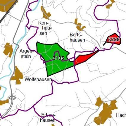 Nummer: 3135 Bestand: Planung: Grösse (ha): 143 Landkreis(e): Landkreis MarburgBiedenkopf Kommune(n): Marburg, Ebsdorfergrund, Weimar Gemarkung(en): Bortshausen, Ronhausen, Ebsdorf, Wolfshausen