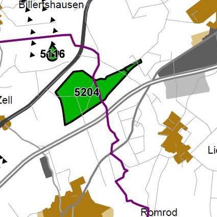 Nummer: 5116 Bestand: Planung: Grösse (ha): 4 Landkreis(e): Vogelsbergkreis Kommune(n): Romrod Gemarkung(en): Zell Waldanteil (%): 0 Laubwaldanteil: 0 Nadelwaldanteil: 0 Mischwaldanteil: 0