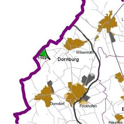 Nummer: 1102 Bestand: Planung: Grösse (ha): 16 Landkreis(e): Landkreis LimburgWeilburg Kommune(n): Dornburg Gemarkung(en): Dorndorf, Frickhofen Waldanteil (%): 71 Laubwaldanteil: 0 Nadelwaldanteil: