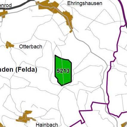 Nummer: 5213 Bestand: Planung: Grösse (ha): 53 Landkreis(e): Vogelsbergkreis Kommune(n): Gemünden (Felda) Gemarkung(en): Ehringshausen Waldanteil (%): 100 Laubwaldanteil: 13 Nadelwaldanteil: 24