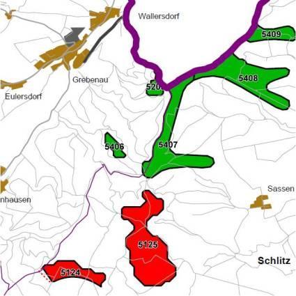 Nummer: 5406 Bestand: Planung: Grösse (ha): 13 Landkreis(e): Vogelsbergkreis Kommune(n): Grebenau Gemarkung(en): Grebenau Waldanteil (%): 100 Laubwaldanteil: 0 Nadelwaldanteil: 100 Mischwaldanteil: 0