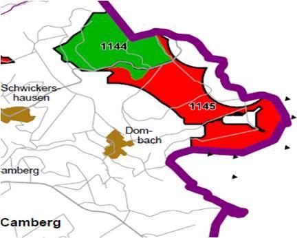 Nummer: 1145 Bestand: Planung: Grösse (ha): 264 Landkreis(e): Landkreis LimburgWeilburg Kommune(n): Bad Camberg Gemarkung(en): Bad Camberg, Dombach, Schwickershausen Waldanteil (%): 100