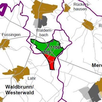 Nummer: 1106 Bestand: Planung: Grösse (ha): 38 Landkreis(e): Landkreis LimburgWeilburg Kommune(n): Waldbrunn (Westerwald), Merenberg, Mengerskirchen Gemarkung(en): Lahr, Merenberg, Waldernbach
