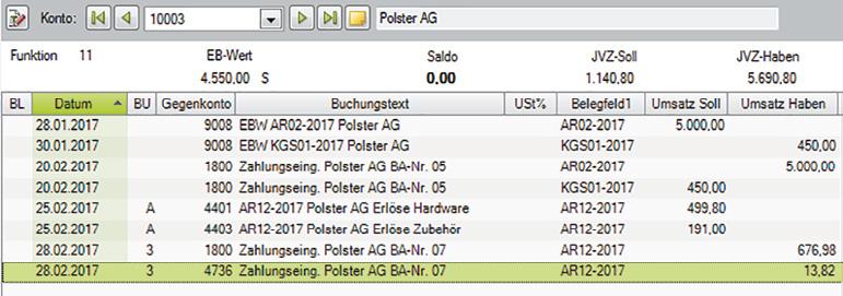 462,78 EUR Haben Kunde Polster AG