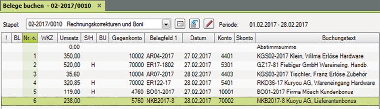 Rechnungskorrekturen und Boni, falls Sie ihn geschlossen haben.