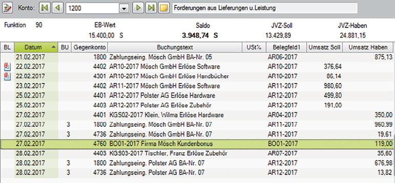 948,74 EUR Soll Aufgabe 3 Drucken Sie die OPOS-Konten 10001 und 70002 aus und vergleichen
