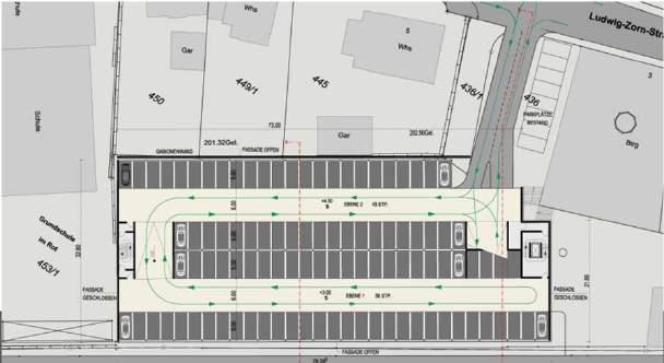 120 Autos pro Tag (berechnet mit 5,0-facher Belegung): Wilhelmstraße: Einfahrt ca. 275 Autos, Ausfahrt ca. 275 Autos (gesamt 550 Autos) Ludwig-Zorn-Straße: Einfahrt ca. 785 Autos, Ausfahrt ca.