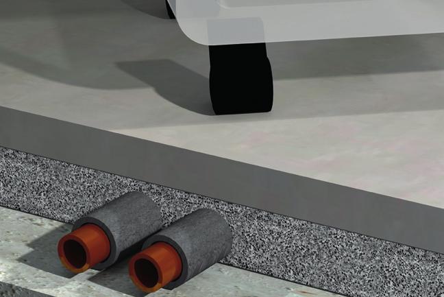 Fußbodenheizungen die Wärmeenergie wird direkt an die Oberfläche abgegeben Schnellere Trocknungszeiten zügigerer Baufortschritt Reduzierte Gesamtlast ideal für Decken mit geringer Tragfähigkeit im