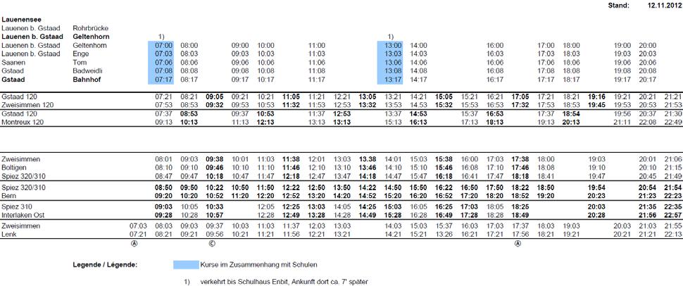 RVK-OW ÖV-Konzept Saanenland Anhang J Tabellarischer Fahrplan Bestvariante zur Linie 12.