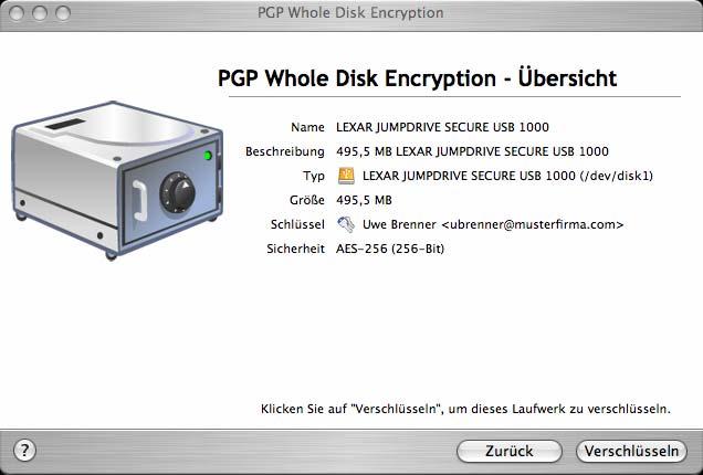 Hinweis: Wenn Sie ein Startlaufwerk verschlüsseln, können Sie nur die Passphrasenauthentifizierung verwenden, also wählt PGP Whole Disk Encryption automatisch Passphrasenbenutzer aus und zeigt direkt