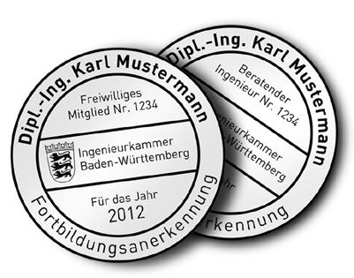Juli 2012 führt die INGBW neue digitale Fortbildungsstempel ein. Sie folgt damit dem Vorschlag ihres Bildungsausschusses nach dem Vorbild der bayerischen Kammer.